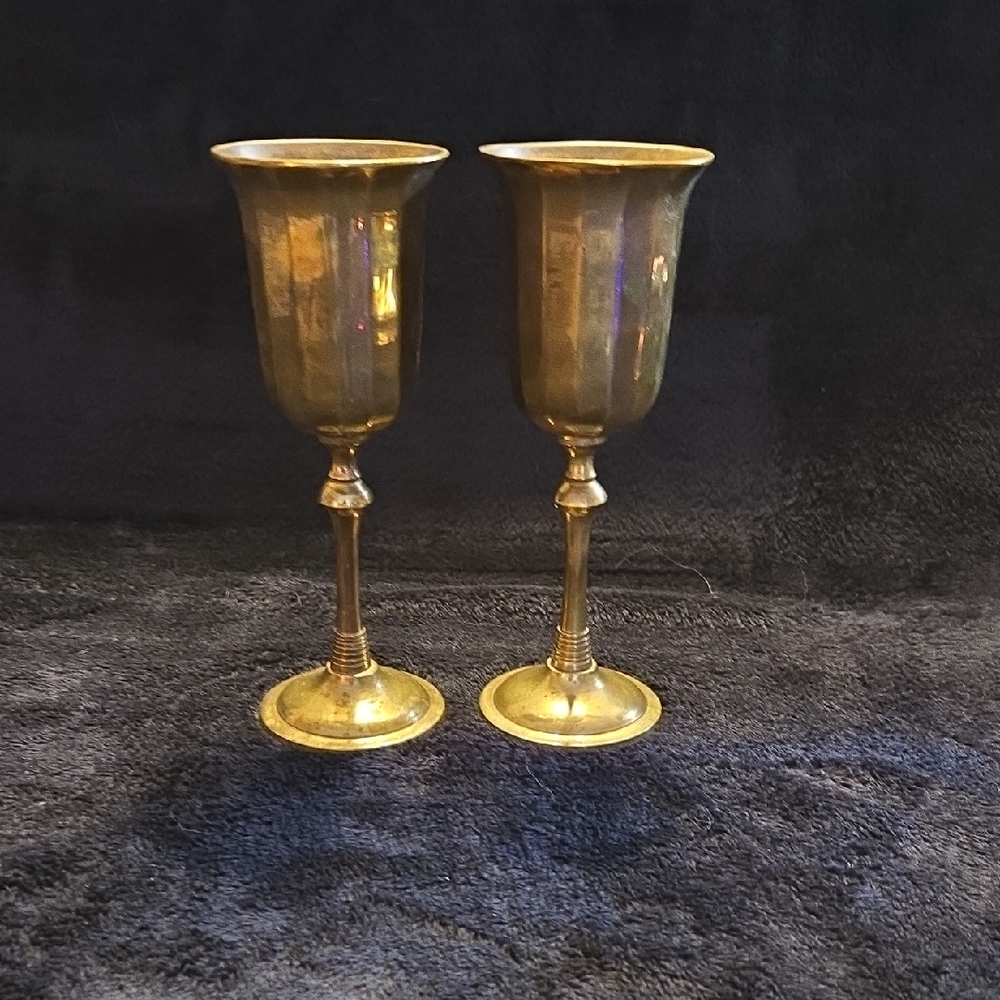 Vintage Elegant Brass Goblet Set